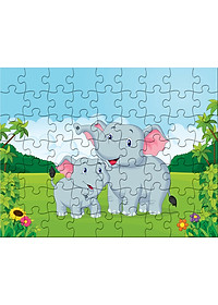 Tranh xếp hình Tia Sáng Mẹ con voi ( 63 mảnh)