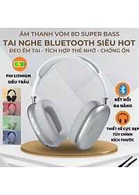 Tai nghe chụp tai Bluetooth không dây Bass siêu mạnh có micro có khe cắm thẻ TF khử tiếng ồn - Hàng chính hãng
