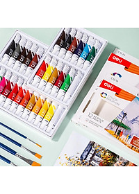 Màu nước Acrylic dạng tuýp 12ml Deli - 12/24 màu - 1 hộp - EC12