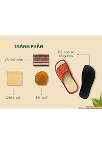 Dép chiếu Hương Quế DCQ-50 làm từ lụa tơ tằm - vải cotton - lớp đế cao su xốp cho đôi chân thơm - mát và khô thoáng - Đỏ