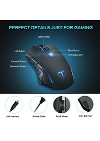 Chuột chơi game văn phòng có dây USB PICTEK T9 3200 DPI 6 nút - Hàng chính hãng