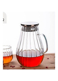 Bình đựng nước uống thủy tinh chịu nhiệt cao cấp lên tới 400 độ C vân sọc bầu 1800ml