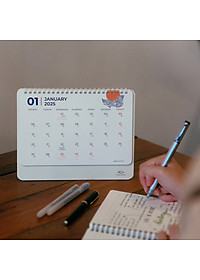 Lịch để bàn 2026 AO+ bản giới hạn có lịch âm in họa tiết hoa văn vốn cổ AA625