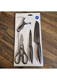 Bộ Dao Nhà Bếp 6 Món LocknLock CKK103S6- 6P (Dao: 4 Cái, Kéo: 1 Cái, Dụng Cụ Gọt Vỏ Trái Cây: 1 Cái )- Màu Đen