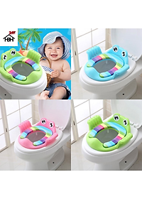 Bệt lót bồn cầu có tay vịn hình chú ếch, thu nhỏ bồn cầu cho bé ngồi vệ sinh ( Giao mầu ngẫu nhiên )