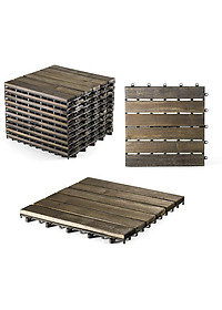 Vỉ Gỗ Lót Sàn Thương Hiệu ANKAN Gu Màu Đen 6 Nan, Ván Sàn Gỗ Tự Nhiên, Sân Vườn, Hồ Bơi, Phòng Spa, Siêu Bền, Chịu Nước Tốt, Chống Trơn Trượt, Tiêu Chuẩn Xuất Khẩu (1 Vỉ)