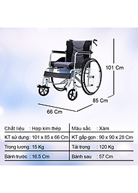 Xe lăn tay có đệm kèm bô vệ sinh, cho người già người bệnh, chấn thương gặp khó khăn trong việc đi lại S213-3+D