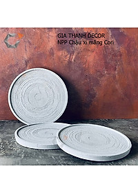 Đĩa lót chậu trồng cây cảnh mini 12x12x1.2cm, đĩa lót chậu xi măng chống tràn nước - chống vấy bẩn sàn nhà - bàn làm việc- khu vực sân vườn