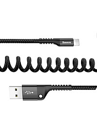 Cáp sạc nhanh 2A Baseus Fish Eye Spring dây dù dạng xoắn tiện lợi dài 1M cho iPhone/iPad ( 2 màu ) - Hàng chính hãng