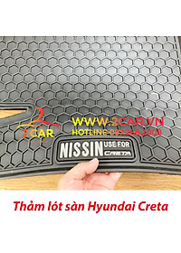 Thảm sàn, Thảm lót sàn xe Hyundai CRETA 2022 2023 cao su đúc, vân tổ ong, không mùi, MẪU NISSIN