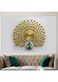 Đồng Hồ Treo Tường Con Chim Công Kim Trôi A25 Nghệ Thuật Cao Cấp Shouse hiện đại 3D kích cỡ lớn đẹp treo phòng khách