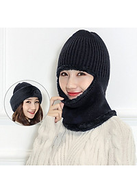 Mũ len trùm đầu ninja lót lông che kín cổ gáy ấm áp mùa đông thích hợp nam và nữ