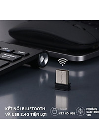 Bộ Bàn phím không dây mini K908 - đa kết nối bluetooth 5.0 + Usb wireless 2.4G cho máy tính laptop điện thoại