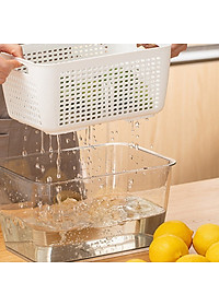 Hộp Đựng Thực Phẩm dễ dàng bảo quản rau củ để Tủ Lạnh 2 Lớp Có Lỗ Thoát Nước, Có Khóa Thoát Khí - Hàng Loại 1 