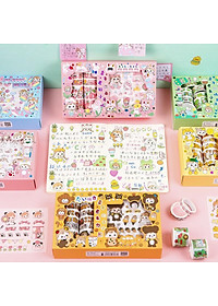 Hộp 10 Washi Tape 10 Sticker Cô Bé Cute Dễ Thương Băng Keo Dính Hình Dán Stickers Trang Trí Sổ Tay Xinh