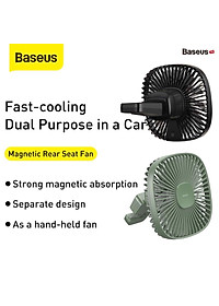 Quạt mini gắn lưng ghế dùng trên xe ô tô Baseus Natural Wind Magnetic Rear Seat Fan (Pin sạc 1000mAh,2 cấp tốc độ, kết nối từ tính),giao màu ngẫu nhiênHÀNG NHẬP KHẨU