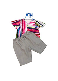 Bộ quần áo lửng bé gái họa tiết Sọc Màu sắc linen - AICDBGIW2MTI - AIN Closet