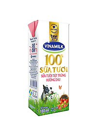 Thùng 48 Hộp Sữa Tươi Tiệt Trùng Vinamilk 100% Hương Dâu (180ml)