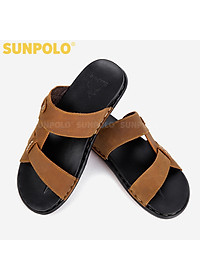 Dép Nam, Dép Quai Ngang Nam Da Bò SUNPOLO SNA101 Trẻ trung (Đen, Nâu bò)