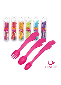 Bộ thìa dĩa ăn dặm làm từ nhựa sinh học Dừa - Set thìa dĩa 3 món UINLUI