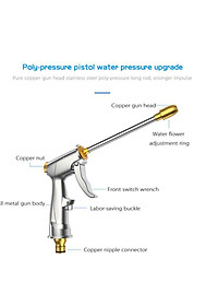 Vòi nước vòi phun nước rửa xe tưới cây tăng áp thông minh đầu đồng 206701-2 (bạc dài)