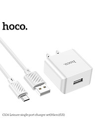 Bộ sạc điện thoại cho Iphone và Android hoco. C106 cổng USB sạc nhanh 2.1A dây dài 1M, dòng điện ổn định an toàn bảo vệ máy - Hàng Chính Hãng