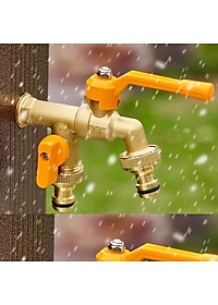 Vòi nước Faucet tăng áp bằng hợp kim vòi nước 2 đầu ra thông minh kèm 2 đầu nối ống