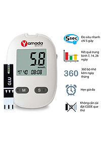 Máy đo đường huyết Yamada - Giọng nói tiếng Việt thông minh, đo chỉ số hồng cầu HCT, tặng 10 que thử