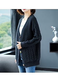Áo Khoác Cardigan Nữ Cổ V Phong Cách Thu Đông Hàn Quốc ALN043 MayHomes Chất Liệu Len