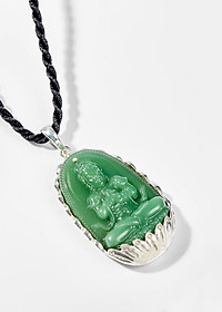 Mặt Dây Chuyền Phật Bản Mệnh Đá Ngọc Tủy Xanh size 4x2.5cm - Ngọc Quý Gemstones