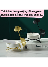 Gạt Tàn Hình Hươu Nghệ Thuật Cao Cấp- Gạt Tàn Trang Trí Kiểu Dáng Hươu Vàng- Gạt Tàn Sứ Hươu Vàng Phong Cách Bắc Âu- Gạt Tàn Sứ Kèm Giá Đỡ Hươu Kim Loại
