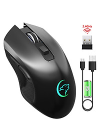 Portable RGB LED 2.4G Wireless Mouse Ergonomic Silence Rechargeable Mice for Desktop Laptop