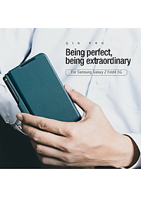 Case bao da chống sốc cho Samsung Galaxy Z Fold 4 trang bị nắp bảo vệ Camera và ngăn đựng S-Pen hiệu Nillkin Qin Pro (chất liệu da cao cấp, thiết kế thời trang cá tính) - Hàng nhập khẩu