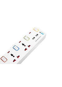 Ổ cắm điện Sunhouse 2 USB 3 lỗ 3 chấu 2.5m SHE- OC2-3RU - Hàng chính hãng