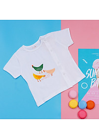 Áo sơ sinh cotton bác sĩ tay ngắn