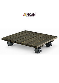 Đế Lót Chậu Cây Có Bánh Xe Thương Hiệu ANKAN, Đế Để Chậu Cây, Mặt Vuông Bằng Gỗ Tràm, Màu Đen Đường Kính 30 Cm, Tải Trọng 80kg - Hàng Xuất Khẩu