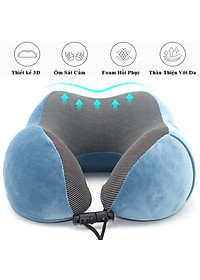 Gối Ngủ Văn Phòng Du Lịch Chữ U Tặng Kèm Bịt Mắt, Bịt Tai Bộ Chống Mỏi Chất Liệu Memory Foam Chính Hãng Amalife Ama02