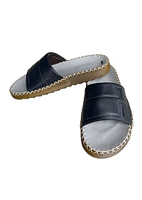 Dép nam quai ngang da bò đế doctor cao 2.5cm màu đen Trường Hải DN01-125