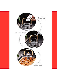 Ấm pha trà thủy tinh quai gỗ 900ml - ANTH682