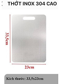 Thớt Inox 304 Cao Cấp KHông Gỉ- Size 33,5x23cm , Kháng Khuẩn, Chống Ẩm Mốc, Thớt Nhà Bếp- Hàng Loại 1.  Chính Hãng
