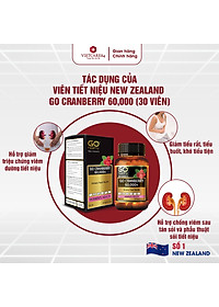 Viên uống viêm đường tiết niệu nhập khẩu chính hãng New Zealand GO CRANBERRY 60000+ (30 viên) hỗ trợ điều trị viêm đường tiết niệu, viêm phụ khoa, giảm tiểu buốt, tiểu dắt, tiểu đêm, khó đi tiểu