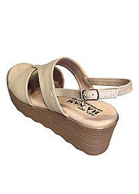 Giày sandal Nữ Đế Xuồng TiTi ĐÔ Da Bò Thật Cao Cấp 7cm DNU2025c