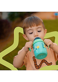Bình tập uống nước có ống hút đáy nặng kháng khuẩn chống tràn, chống sặc Tommee Tippee SuperStar, 300ml, cho bé từ 6 tháng – Xanh lá