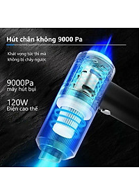 Máy Hút Gia Đình Cao Cấp, Máy Hút Bụi Cầm Tay Không Dây Tiện Lợi, Hút Bụi Xe Ô Tô, Laptop, Giường Nệm - Lực Hút 9000PA- Hàng Chính Hãng