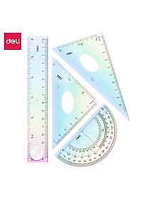 Bộ 4 Dụng Cụ Eke Thước Kẻ Thước Đo Góc Đo Độ Học Sinh Ombre Màu Thời Thượng Deli - Eke Tam Giác Vuông Đồ Dùng Toán Học Dụng Cụ Hình Học - EH652