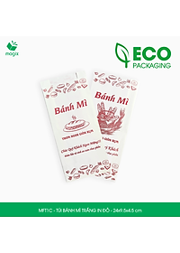 MFT1C - 24x9.5x4.5 cm - 100 Túi giấy bánh mì trắng có in