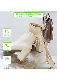 Bốt Nữ Khoá Sau Mũi Vuông Lót Lông Da Mềm Cao Cấp Màu Đen Be Siêu Đẹp Hót Trends 2023