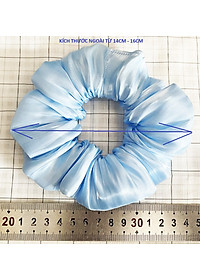 Cột tóc scrunchies màu ngọc ánh kim sang trọng size trung lớn