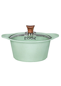 [Dùng Mọi Loại Bếp]Bộ 2 nồi và 1 quánh đúc đáy từ men chống dính ceramic  Greencook màu xanh ngọc và màu hồng ( chọn phân loại) gồm quánh size 18cm, nồi 20 và 24cm- hàng chính hãng