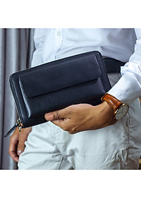 Ví dài cầm tay da bò Mill cao cấp Bụi Leather C107 - Bảo hành 12 tháng